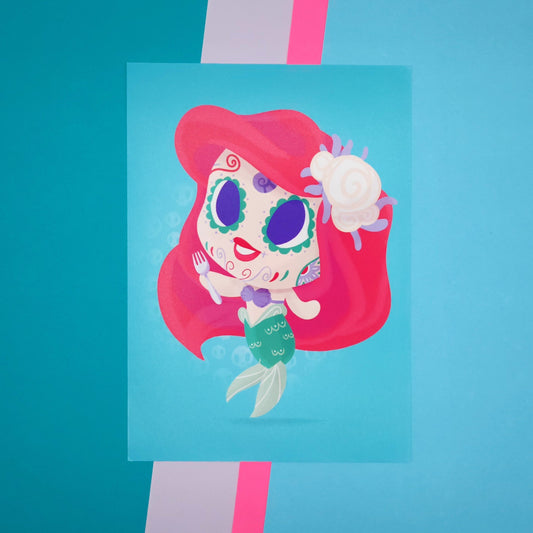 Ariel - Little Mermaid | Sugar Skull Day of the Dead Mashup Art Print