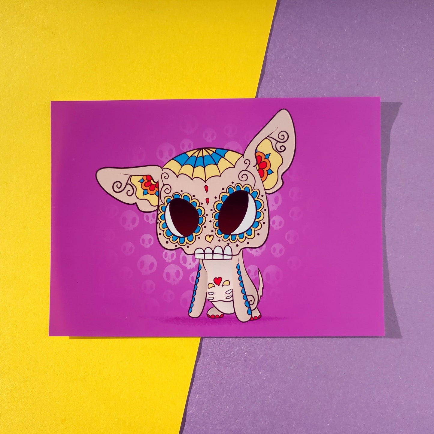 chihuahua dog  sugar skull style illustration print