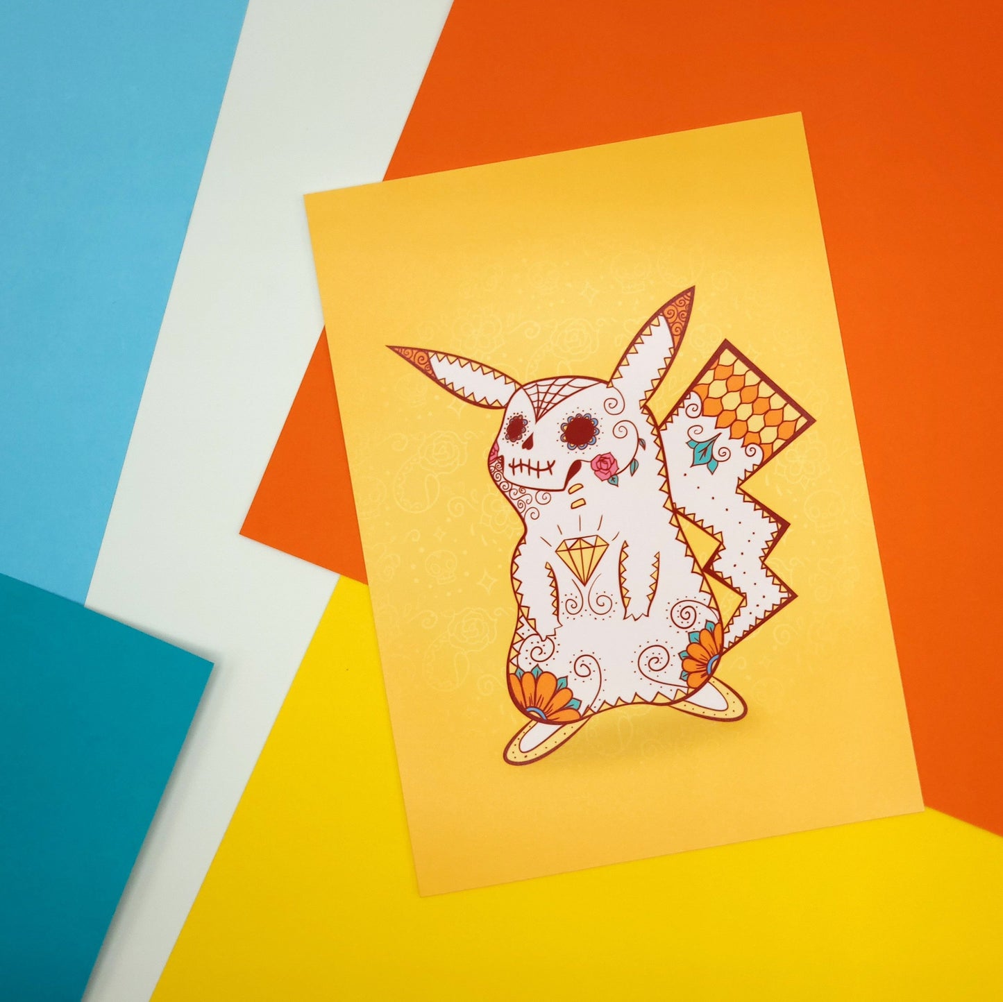 pikachu pokemon sugar skull inspired print gift