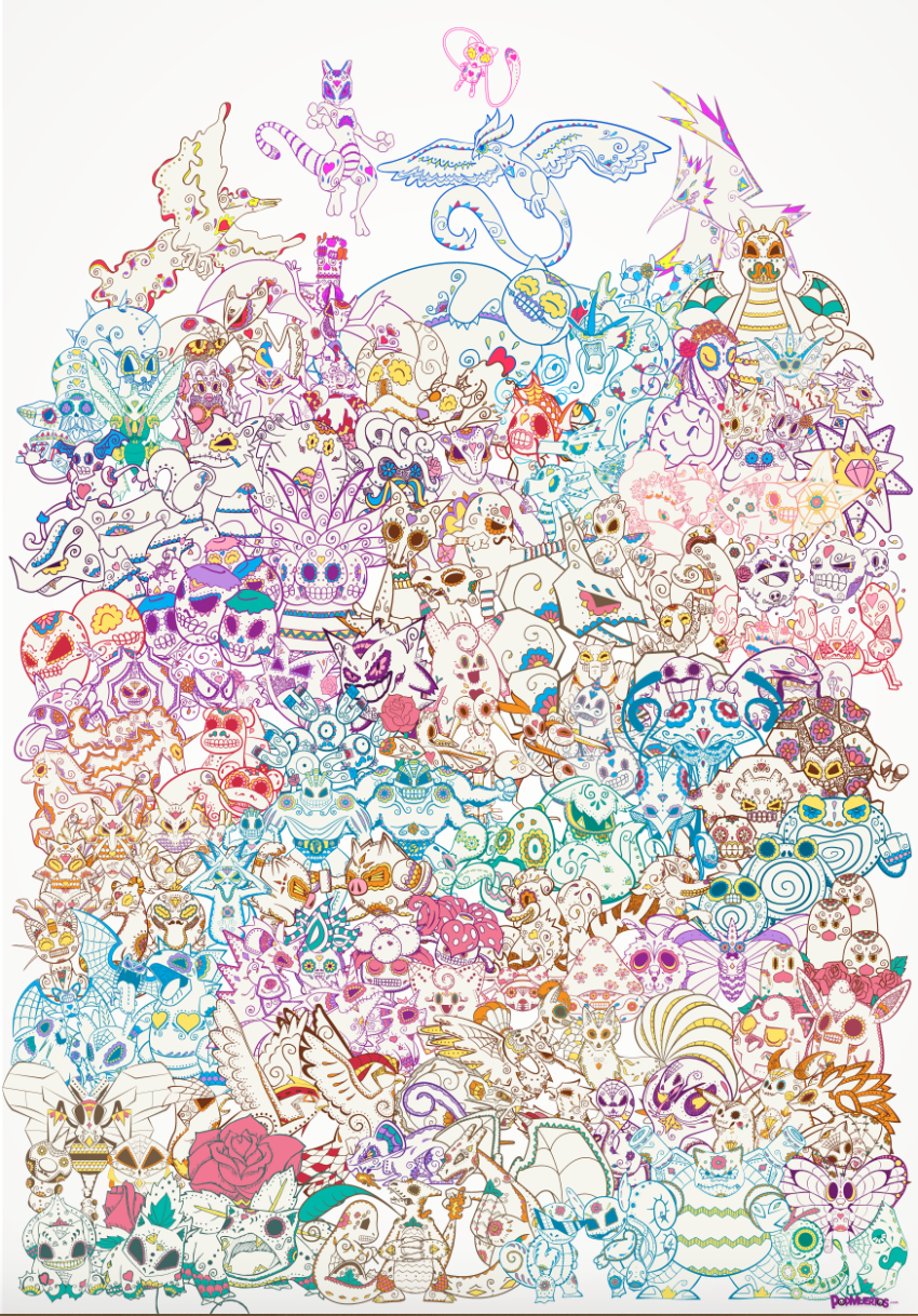Pokemuertos - Pokémon Sugar Skull Day of the Dead Mashup Art Print