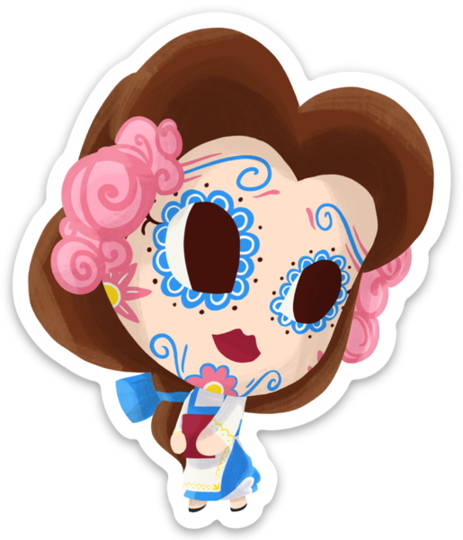 Bookish Muerta | Sugar Skull Day of the Dead 3"x3" Sticker