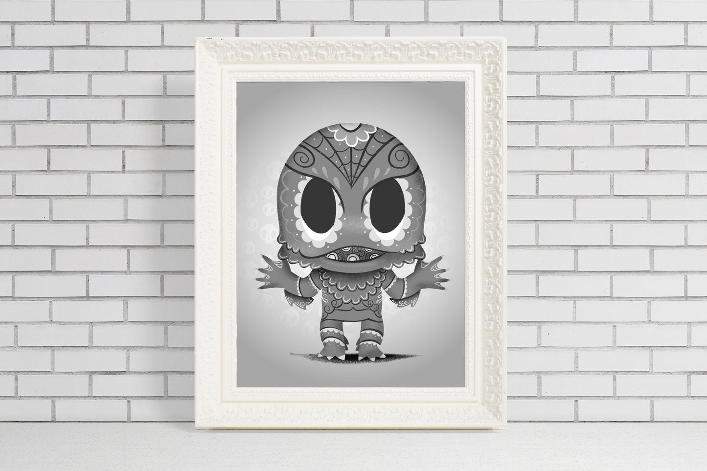 The Creature From the Black Lagoon - Black and White Collection | Sugar Skull Day of the Dead Mashup Art Print
