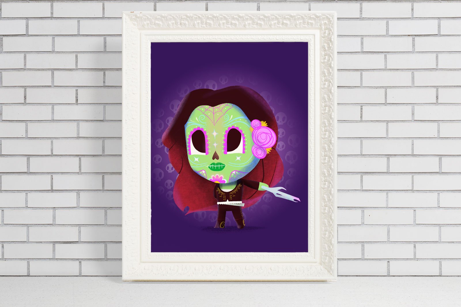 gamora guardians of the galaxy Sugar Skull Day of the Dead print gift