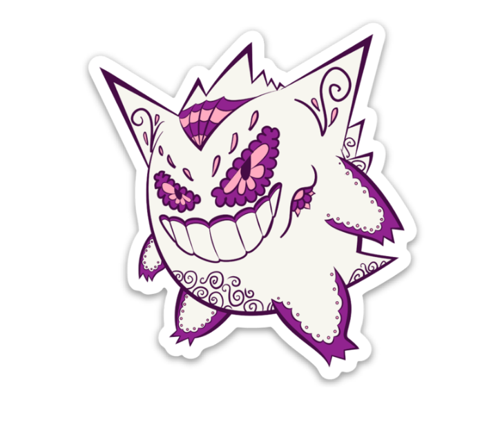 Unique Pokemon Gift for Pokemon Fans gengar sugar skull illustration vinyl sticker