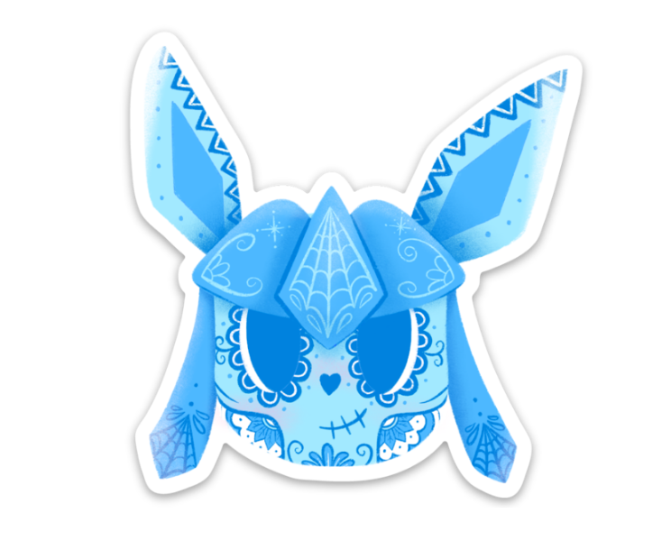 Unique Pokemon Gift for Pokemon Fans glaceon sugar skull vinyl sticker blue