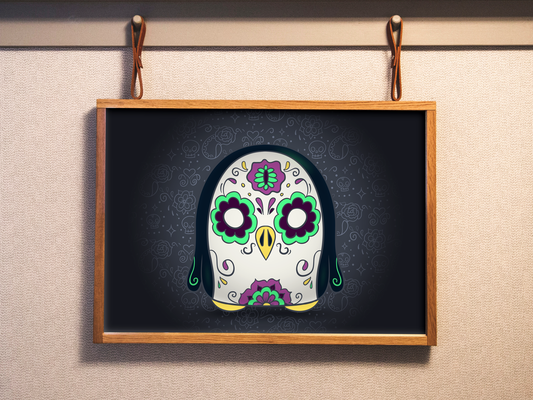 Evil Penguin Muerto | Sugar Skull Day of the Dead Mashup Art Print