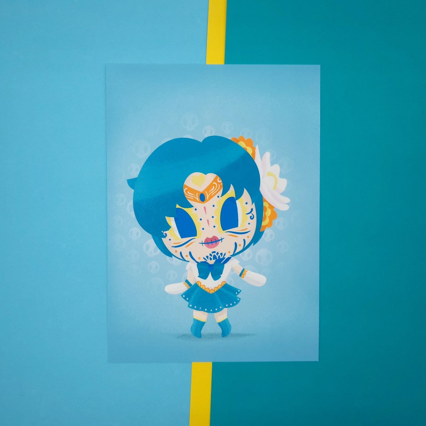 Sailor Mercury | Sugar Skull Day of the Dead Mashup Art Print
