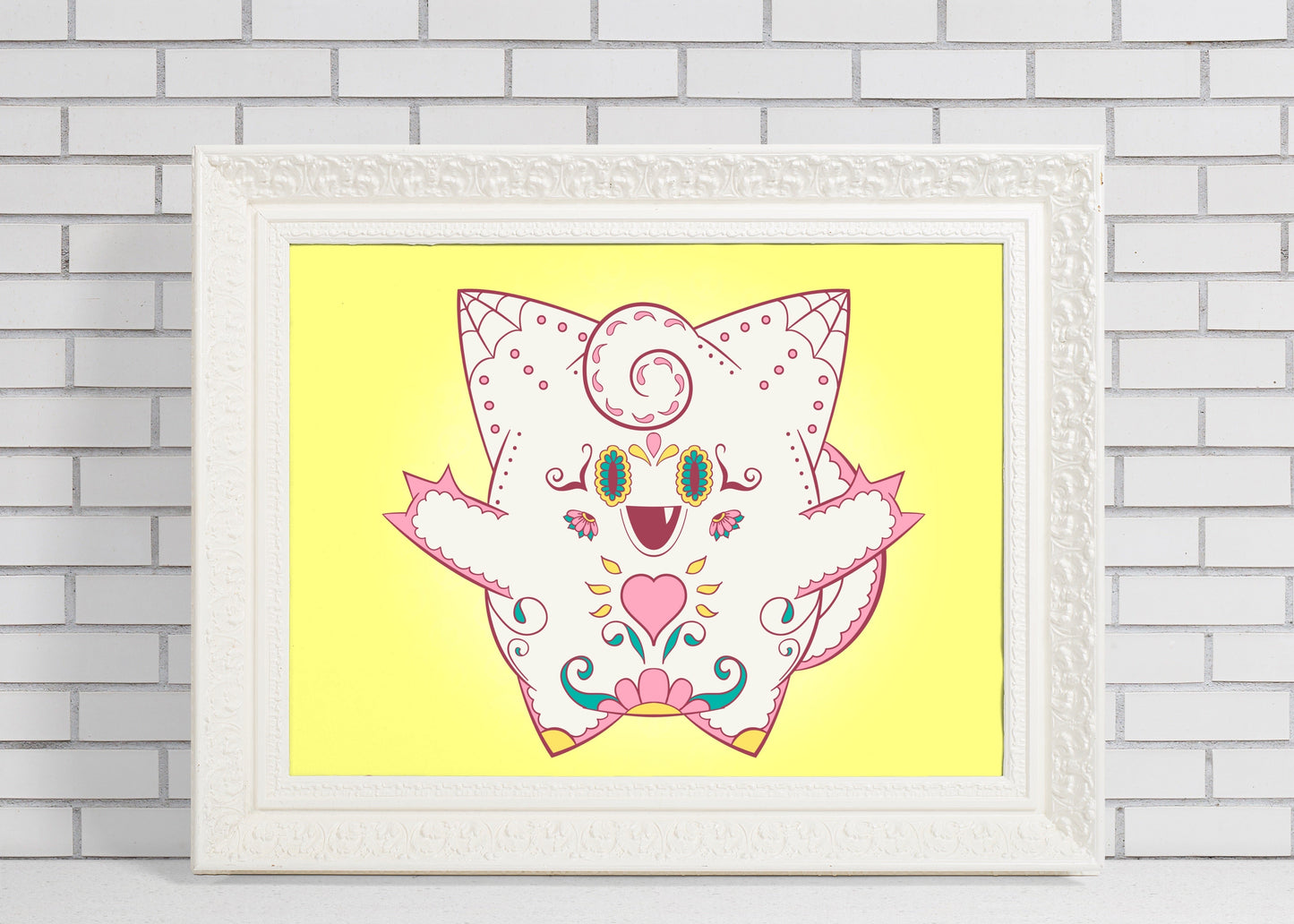 Clefairy - Pokémon Sugar Skull Day of the Dead Mashup Art Print