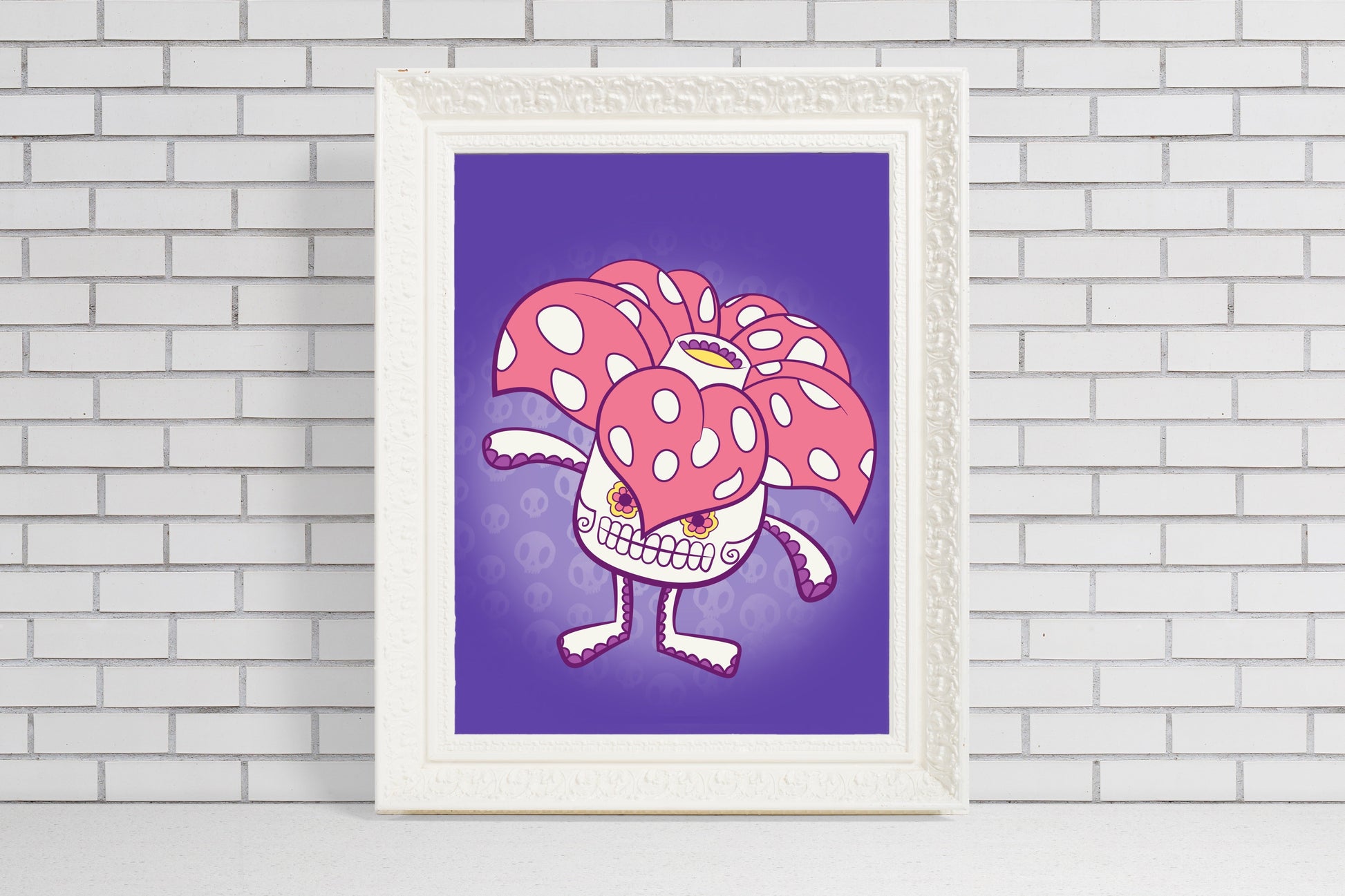 Unique vileplume Gift for Pokemon Fans sugar skull illustration art print on purple