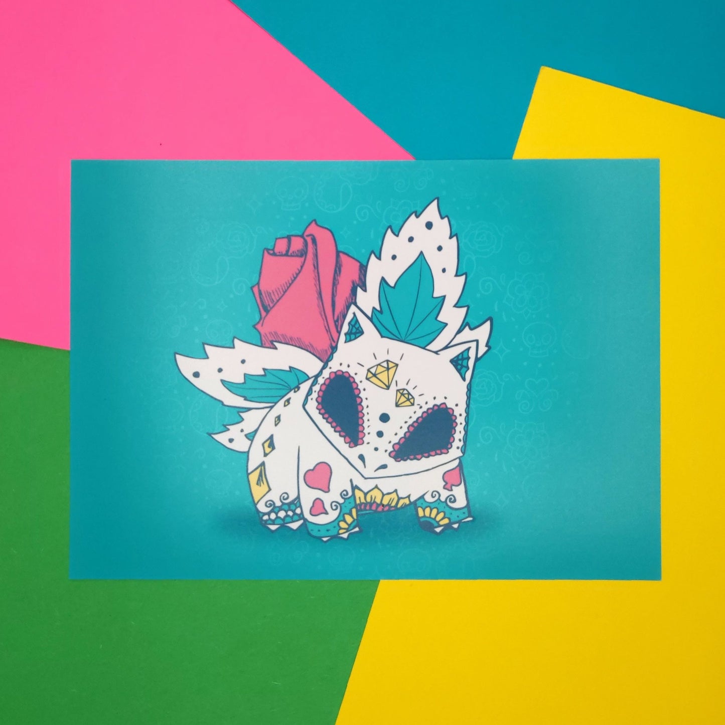 Ivysaur - Pokémon Sugar Skull Day of the Dead Mashup Art Print