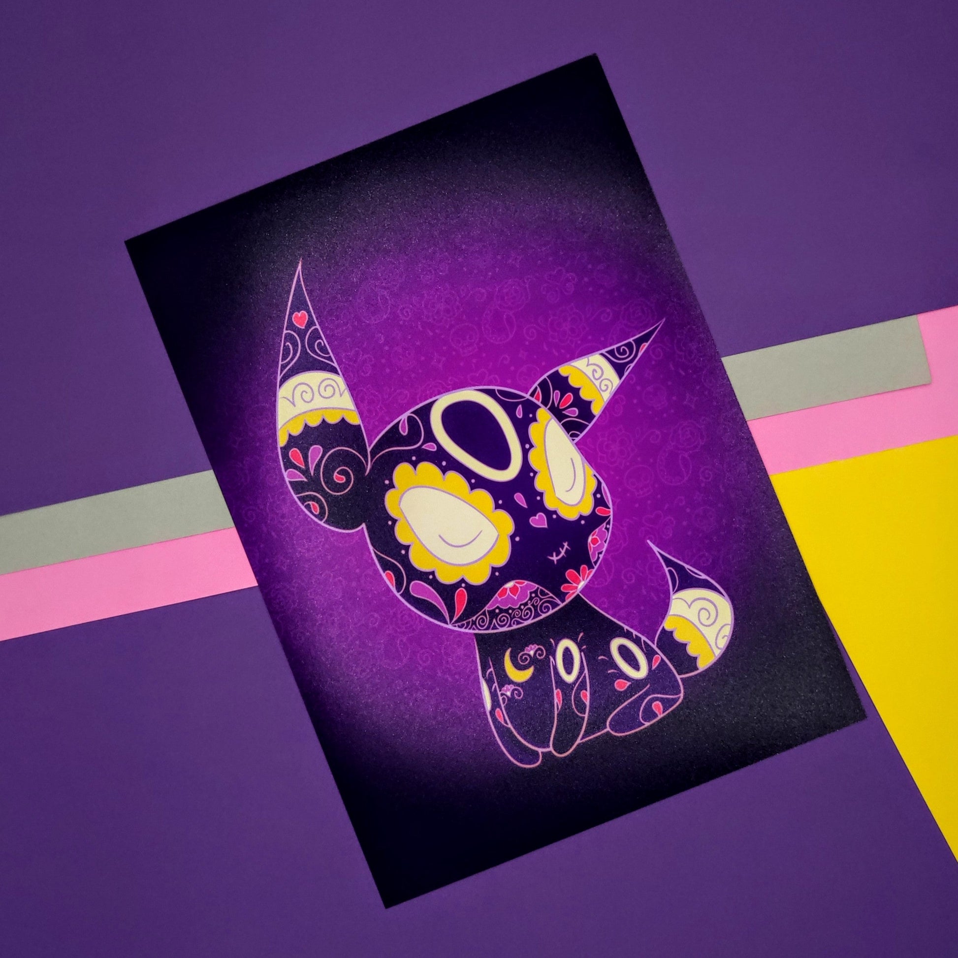 Unique umbreon Gift for Pokemon Fans sugar skull illustration art print