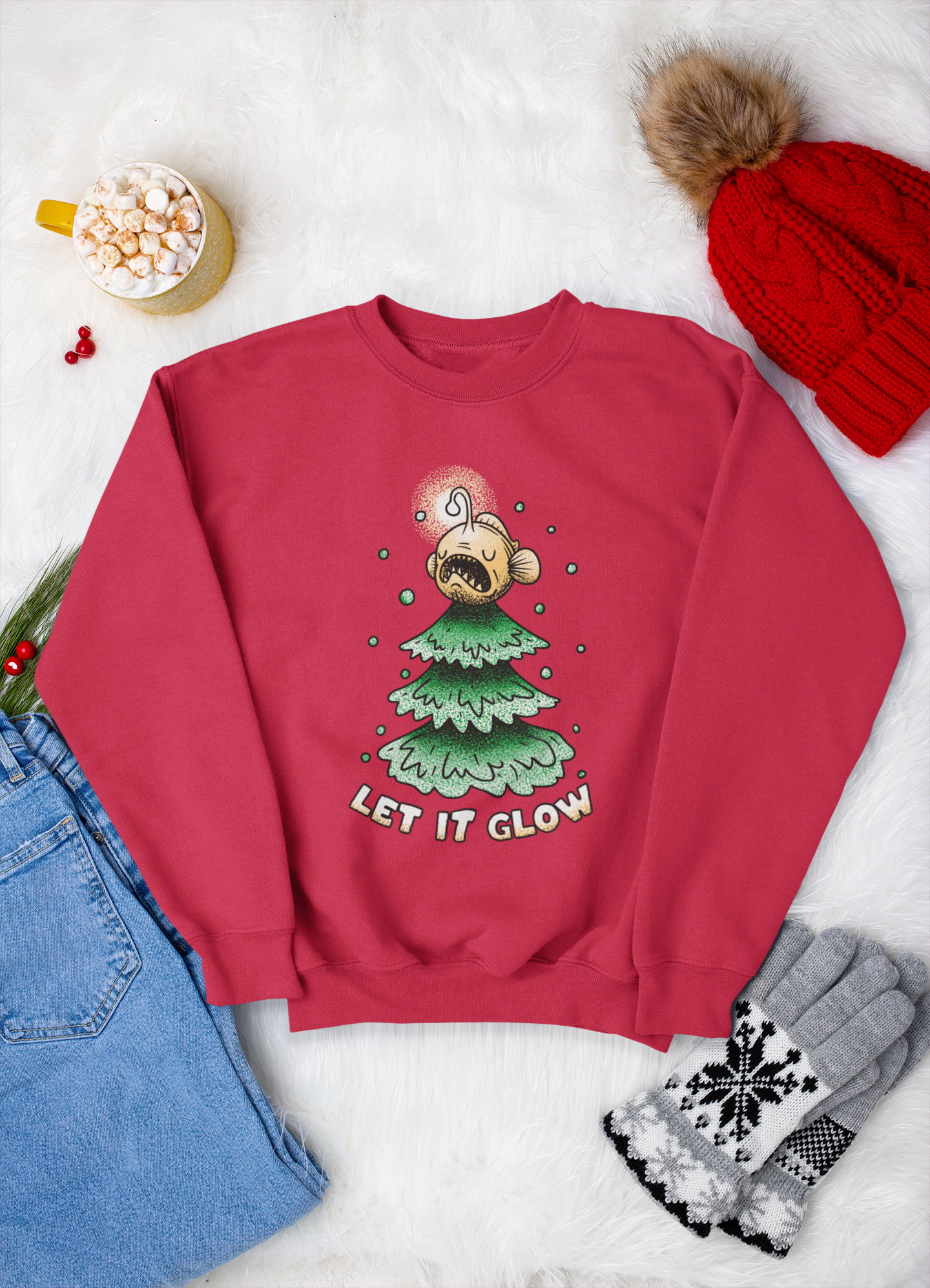 Let it glow - Cool Anglerfish Christmas Sweatshirt