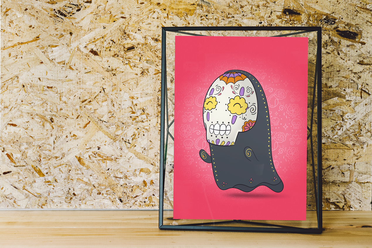 No Face Spirit - Spirited Away | Sugar Skull Day of the Dead Mashup Art Print