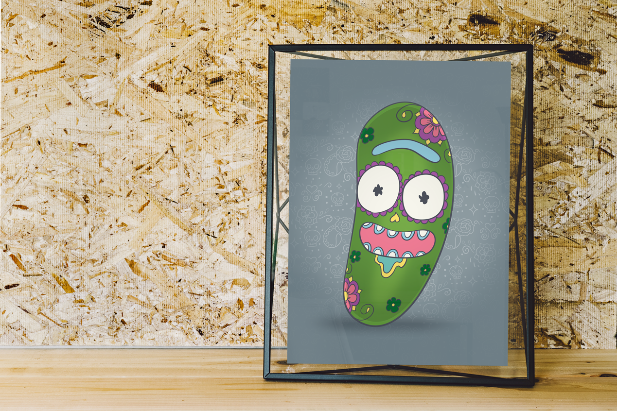 Pickle Rick - Rick and Morty | Sugar Skull Day of the Dead Mashup Art Print