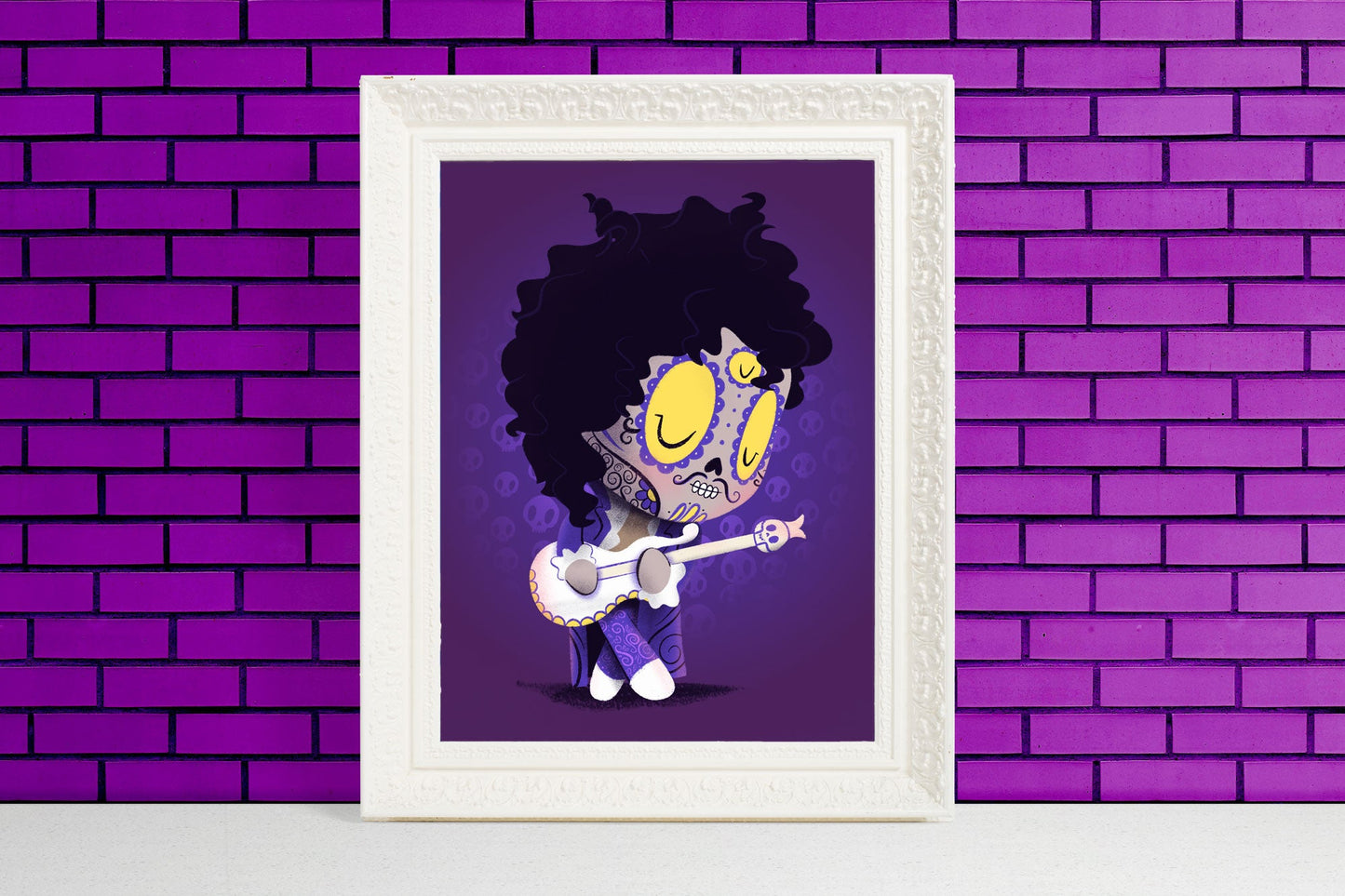 Prince - Purple Rain | Sugar Skull Day of the Dead Mashup Art Print