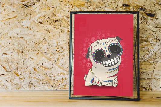 The Pug - Dogs | Sugar Skull Day of the Dead Mashup Art Print
