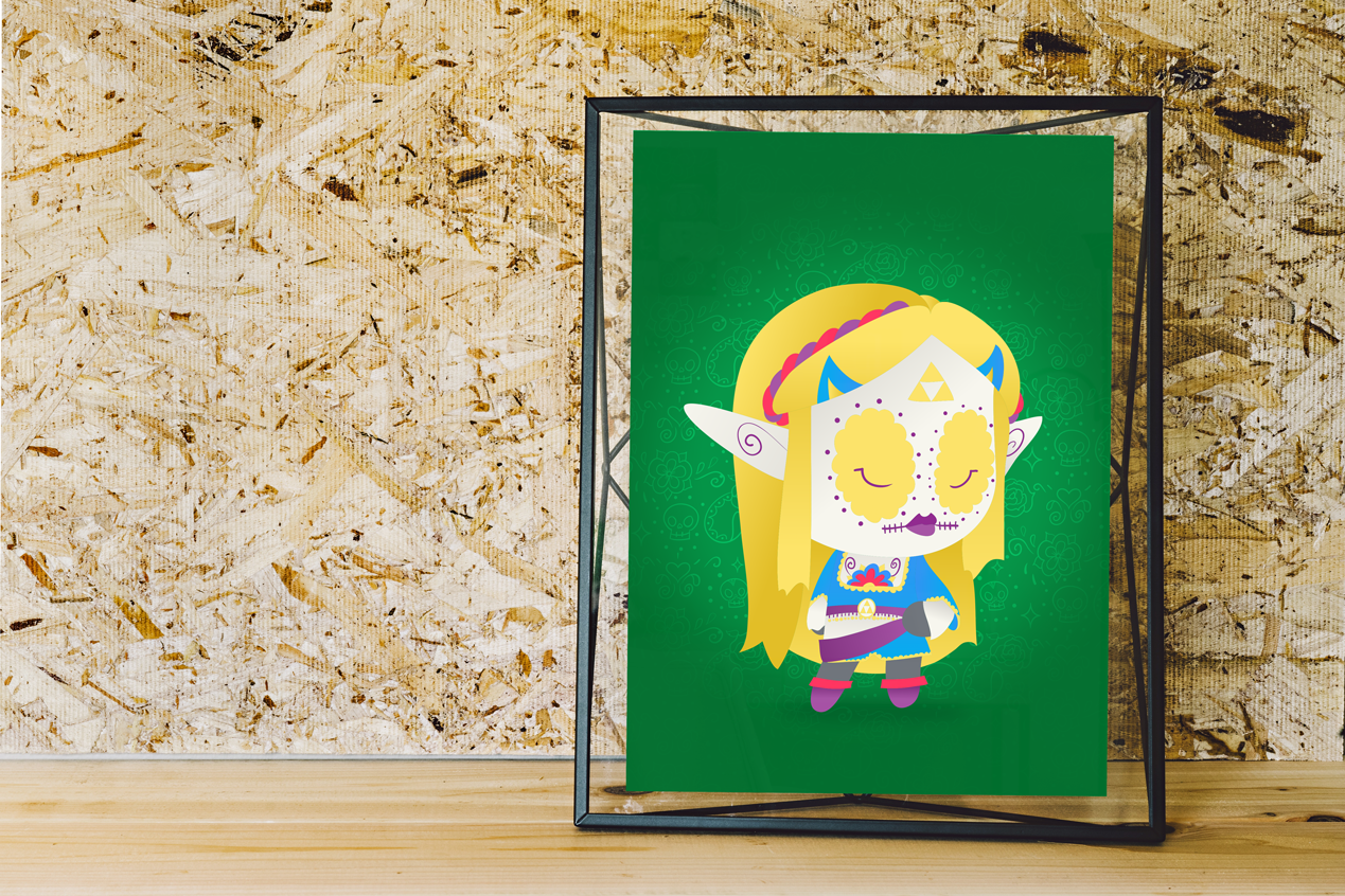 Zelda - The Legend of Zelda | Sugar Skull Day of the Dead Mashup Art Print